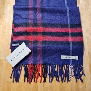 Burberry Check Cashmere Scarf Purple Grape